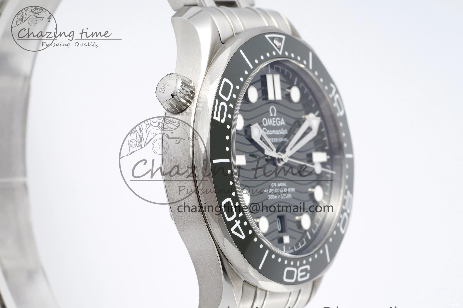 0123 Seamaster Diver 300M ZF 1:1 Best Edition Green Ceramic Green Dial on SS Bracelet A BestValue 7825